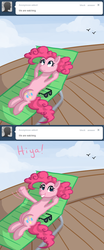 Size: 500x1200 | Tagged: safe, artist:alipes, pinkie pie, earth pony, pony, ask pinkie pierate, g4, ask, comic, female, mare, solo, sunglasses, tumblr