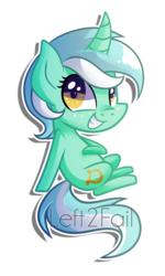 Size: 1205x2014 | Tagged: safe, artist:drawntildawn, lyra heartstrings, pony, unicorn, g4, chibi, curved horn, female, grin, horn, simple background, smiling, solo, transparent background, watermark