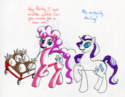 Size: 1157x904 | Tagged: safe, artist:alipes, pinkie pie, rarity, ask pinkie pierate, g4, ask, traditional art, tumblr