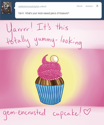 Size: 1000x1200 | Tagged: safe, artist:alipes, ask pinkie pierate, ask, cake, cupcake, tumblr