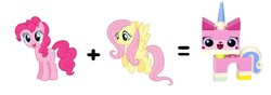 Size: 922x325 | Tagged: safe, fluttershy, pinkie pie, g4, crossover, lego, math, the lego movie, unikitty