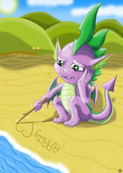 Size: 3508x4961 | Tagged: safe, artist:dinodraketakethecake, spike, pony, g4, beach, male, solo