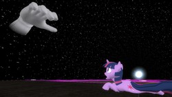 Size: 1280x720 | Tagged: safe, artist:kwark85, twilight sparkle, g4, 3d, 3d model, crossover, final boss, final destination, gmod, master hand, shocked, super smash bros.