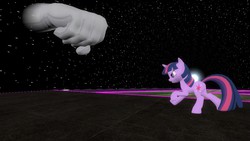 Size: 1280x720 | Tagged: safe, artist:kwark85, twilight sparkle, g4, 3d, 3d model, charge, crossover, fight, final boss, final destination, fist, hand, master hand, super smash bros.