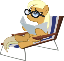 Size: 2839x2728 | Tagged: dead source, safe, artist:mahaugher, apple cobbler, pony, a friend in deed, g4, apple family member, glasses, high res, simple background, solo, sunbathing, tanning, tanning mirror, transparent background, vector