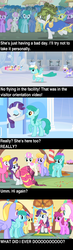 Size: 1000x3444 | Tagged: safe, edit, edited screencap, screencap, amethyst star, applejack, berry punch, berryshine, bon bon, carrot top, cherry berry, cloud kicker, coco crusoe, doctor whooves, fluttershy, golden harvest, lemon hearts, linky, lyra heartstrings, minuette, pinkie pie, pokey pierce, ponet, rainbow dash, rainbowshine, rarity, shoeshine, sparkler, spring melody, sprinkle medley, sunshower raindrops, sweetie drops, time turner, twilight sparkle, twinkleshine, g4, clothes, comic, dress, mane six