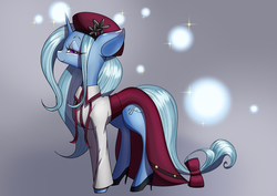 Size: 3508x2480 | Tagged: safe, artist:unousaya, trixie, pony, unicorn, g4, beret, classy, clothes, female, high heels, high res, mare, pixiv, solo
