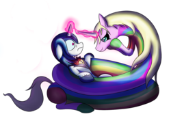 Size: 1500x1100 | Tagged: safe, artist:godofsteak, shining armor, pony, unicorn, g4, adventure time, crossover, crossover shipping, lady rainicorn, looking at each other, male, rainicorn, simple background, transparent background, vector