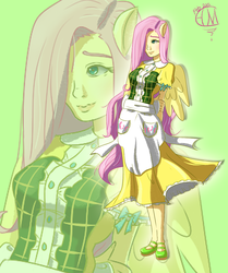 Size: 1220x1460 | Tagged: safe, artist:ppphanon, fluttershy, human, g4, eared humanization, female, gijinka, humanized, pony coloring, solo, winged humanization, zoom layer