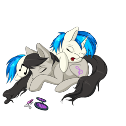 Size: 2000x2000 | Tagged: safe, artist:cleoziep, dj pon-3, octavia melody, vinyl scratch, earth pony, pony, unicorn, g4, eyes closed, female, high res, mare, open mouth, simple background, sleeping, snoring, transparent background