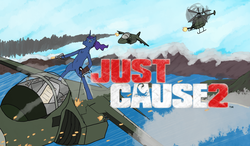 Size: 1463x853 | Tagged: safe, princess luna, g4, action pose, box art, grappling hook, gun, helicopter, jet, just cause, just cause 2, just cause 3