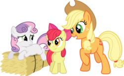 Size: 3563x2204 | Tagged: safe, artist:porygon2z, apple bloom, applejack, sweetie belle, earth pony, pony, g4, high res, simple background, transparent background, trio, vector