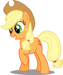 Size: 5000x5992 | Tagged: safe, artist:dashiesparkle, applejack, g4, sisterhooves social, .svg available, absurd resolution, female, grin, raised hoof, simple background, solo, transparent background, vector