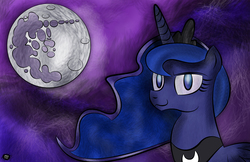 Size: 10200x6600 | Tagged: safe, artist:iamthemanwithglasses, princess luna, g4, :3, absurd resolution, female, looking at you, mare in the moon, moon, raised eyebrow, smirk, solo