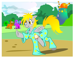 Size: 764x605 | Tagged: safe, artist:sanssouci, derpy hooves, oc, pegasus, pony, g4, clothes, female, mare, toast