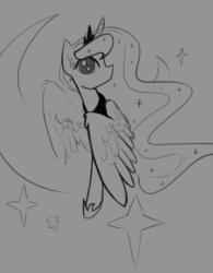 Size: 1280x1639 | Tagged: safe, artist:darkflame75, princess luna, lunadoodle, g4, female, monochrome, solo