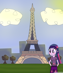 Size: 988x1148 | Tagged: safe, artist:ytpinkiepie2, twilight sparkle, equestria girls, g4, eiffel tower, female, paris, solo