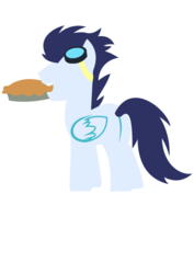 Size: 600x848 | Tagged: safe, artist:turtlezgomoo, soarin', g4, minimalist, mouth hold, pie, that pony sure does love pies