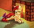 Size: 1024x857 | Tagged: safe, artist:lis-alis, roseluck, earth pony, pony, g4, commissioner:doom9454, ear fluff, female, fireplace, fluffy, mare, prone, solo, tail bow