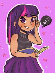 Size: 960x1280 | Tagged: safe, artist:mochiida, twilight sparkle, human, g4, dark skin, female, humanized, solo