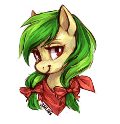Size: 1017x1046 | Tagged: safe, artist:johling, apple fritter, earth pony, pony, g4, apple family member, bust, cute, female, hair bow, neckerchief, portrait, simple background, solo, transparent background
