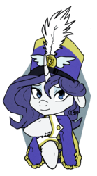 Size: 878x1575 | Tagged: safe, artist:koviry, rarity, pony, unicorn, g4, ancient wonderbolts uniform, clothes, female, hat, mare, sgt. rarity, shako, simple background, solo, transparent background, uniform