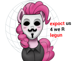 Size: 900x756 | Tagged: safe, artist:anearbyanimal, pinkie pie, g4, anonymous, aponymous, female, guy fawkes mask, legion, solo
