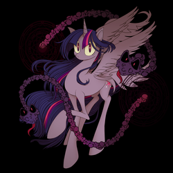 Size: 1280x1280 | Tagged: safe, artist:うめぐる, twilight sparkle, alicorn, pony, g4, black background, female, mare, simple background, twilight sparkle (alicorn)