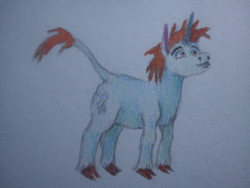 Size: 640x480 | Tagged: safe, artist:lepusistlich, snips, classical unicorn, g4, horn, leonine tail, male, solo, traditional art