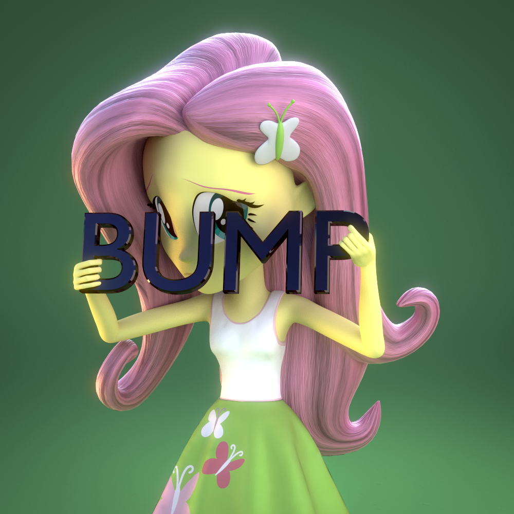 831760 - safe, artist:3d thread, artist:creatorofpony, fluttershy, equestria  girls, g4, /mlp/, 3d, 3d model, armpits, blender, bump, clothes, female,  hiding, holding, nervous, skirt, solo, tank top, teenager - Derpibooru