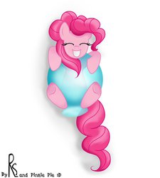 Size: 1024x1138 | Tagged: safe, artist:rsphoenix, pinkie pie, earth pony, pony, g4, balloon, cuddling, female, lying down, on back, solo, that pony sure does love balloons