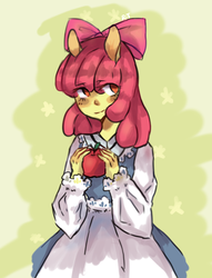 Size: 523x685 | Tagged: safe, artist:rt, apple bloom, earth pony, anthro, g4, female, human facial structure, pixiv, solo