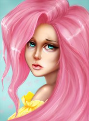 Size: 756x1024 | Tagged: safe, artist:queenofhamsters, fluttershy, human, g4, female, humanized, solo