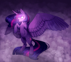 Size: 1900x1660 | Tagged: safe, artist:6ghost, twilight sparkle, alicorn, pony, g4, female, glowing eyes, levitation, magic, mare, solo, spread wings, telekinesis, twilight sparkle (alicorn)