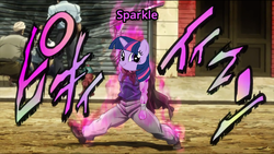 Size: 1225x693 | Tagged: safe, edit, twilight sparkle, g4, anubis, descriptive noise, faic, jojo's bizarre adventure, meme, stand, twiface, wrong neighborhood