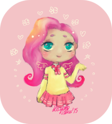 Size: 672x743 | Tagged: safe, artist:kayoko-hika, fluttershy, human, g4, clothes, female, humanized, solo, sweater, sweatershy