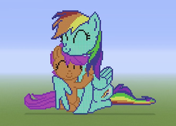 Size: 1280x910 | Tagged: safe, rainbow dash, scootaloo, g4, minecraft, minecraft pixel art, pixel art