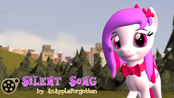 Size: 1024x576 | Tagged: safe, artist:birdivizer, artist:theponyguy1998, oc, oc only, oc:silent song, 3d, bow, cute, lipstick, looking at you, ponysona, smiling, solo, source filmmaker