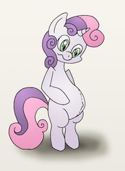 Size: 1779x2450 | Tagged: safe, artist:seenty, sweetie belle, g4, belly, belly button, female, preggy belle, pregnant, solo