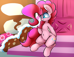 Size: 1800x1400 | Tagged: safe, artist:madacon, pinkie pie, earth pony, pony, g4, belly button, female, mare, solo, sugarcube corner