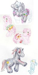 Size: 1702x3373 | Tagged: safe, artist:elisto, g1, amy rose, chaos, dragonified, male, ponified, rouge the bat, shadow the hedgehog, sonic the hedgehog (series), traditional art