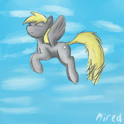 Size: 1000x1000 | Tagged: safe, artist:mired, derpy hooves, pegasus, pony, g4, female, flying, mare, smiling, solo