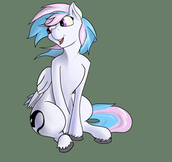 Size: 5000x4703 | Tagged: safe, artist:omarianvolcae, oc, oc only, oc:starburn, pegasus, semi-anthro, absurd resolution, female, folded wings, human shoulders, mare, simple background, sitting, sternocleidomastoid, turned head, unshorn fetlocks, windswept mane, wings