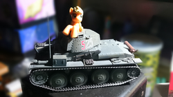Size: 3840x2160 | Tagged: safe, applejack, how applejack won the war, g4, blind bag, female, high res, irl, panzer 38(t), photo, tank (vehicle), toy