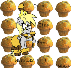 Size: 972x924 | Tagged: safe, artist:kebyi, derpy hooves, pegasus, pony, g4, female, mare, muffin queen, solo