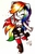 Size: 867x1337 | Tagged: safe, artist:gummigator, rainbow dash, anthro, g4, chibi, female, peace sign, solo, traditional art, wink