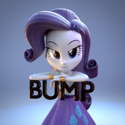 Size: 1000x1000 | Tagged: safe, artist:3d thread, artist:camtwo, artist:creatorofpony, rarity, equestria girls, g4, /mlp/, 3d, 3d model, bedroom eyes, belt, blender, blouse, bracelet, bump, clothes, female, jewelry, leaning, lidded eyes, looking at you, shirt, skirt, smiling, solo, teenager