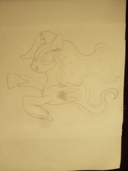 Size: 1536x2048 | Tagged: artist needed, safe, princess luna, merpony, g4, female, looking at you, monochrome, solo