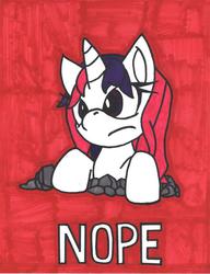 Size: 840x1093 | Tagged: safe, artist:fuzon-s, artist:kallisti, oc, oc only, oc:twilight panda, frown, looking up, mspaintponies, mspaintponies fanart, nope, solo, traditional art