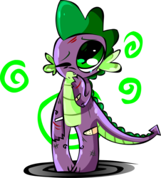 Size: 1230x1363 | Tagged: safe, artist:mushroomcookiebear, spike, g4, injured, male, solo
